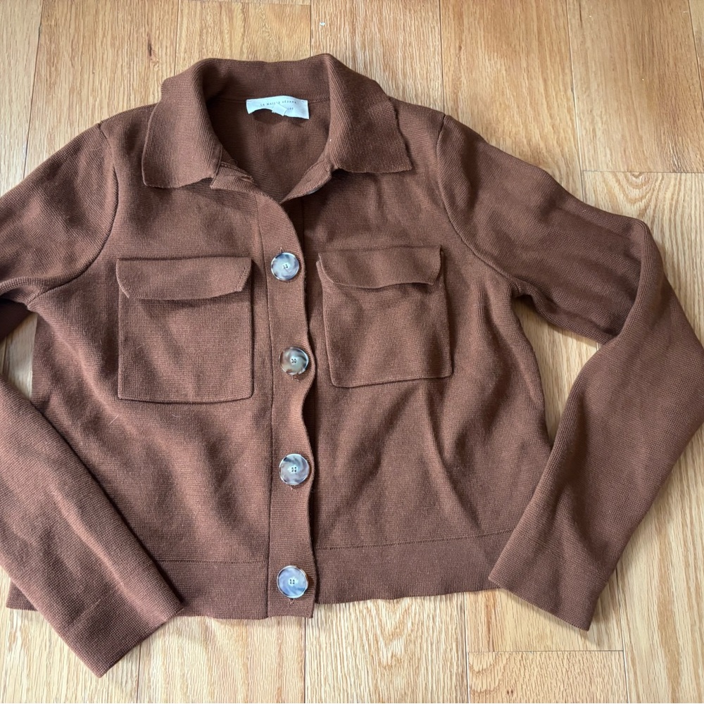 Sezane Brown Button-Up Women's Cardigan
